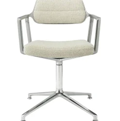 453 Snurrstol Med Fötter, Polerad Aluminium / Wavy Off-white