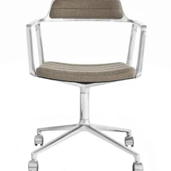 452 Snurrstol Med Hjul, Mörk Sand / Polerad Aluminium
