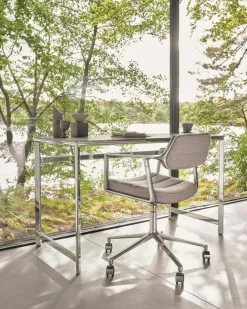 453+ Snurrstol Med Hjul, Polerad Aluminium / Dark Sand