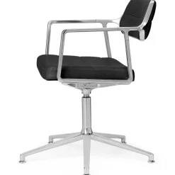 453+ Snurrstol, Polerad Aluminium / Svart Läder