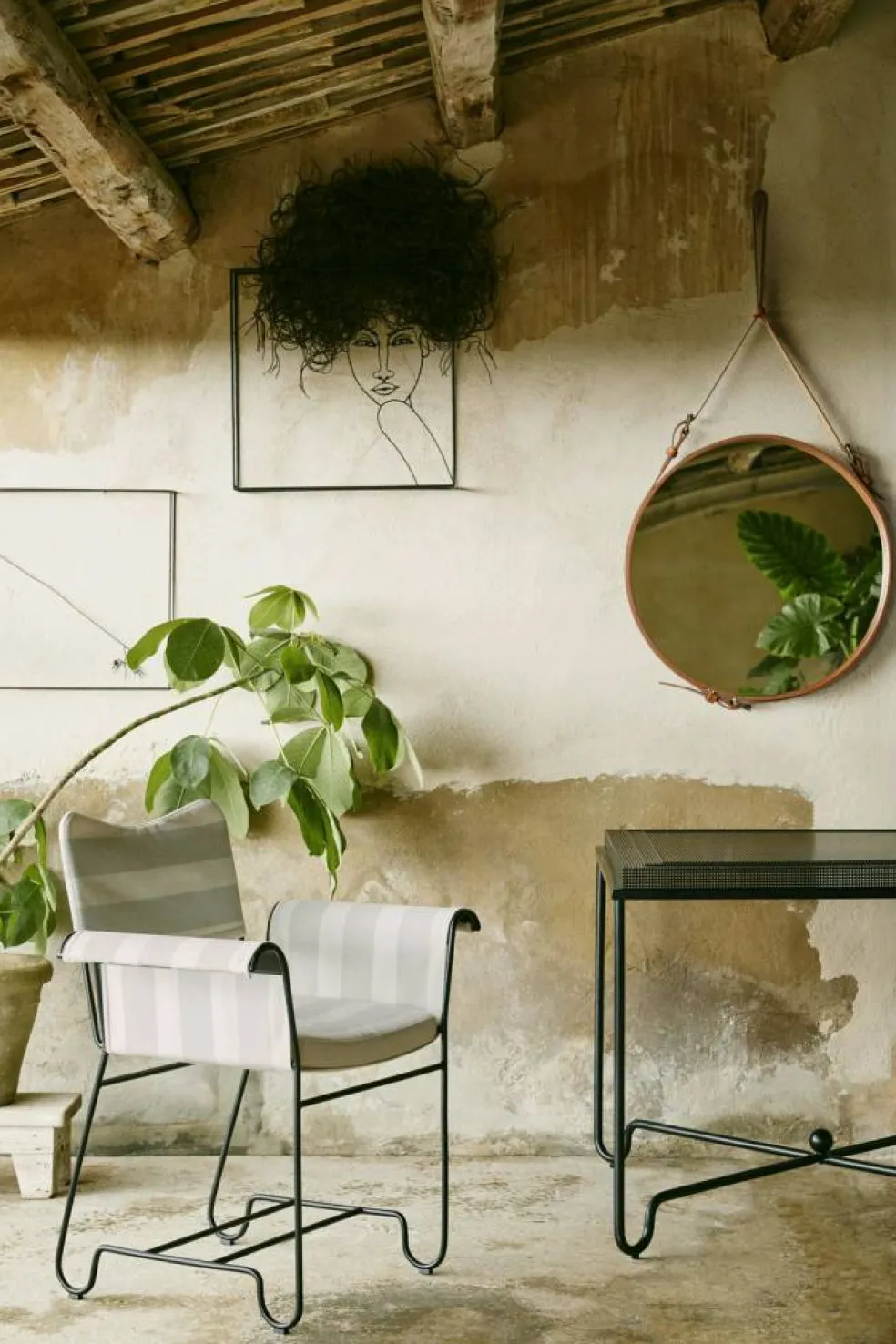 Adnet Väggspegel Cirkulär 70 cm, Brun