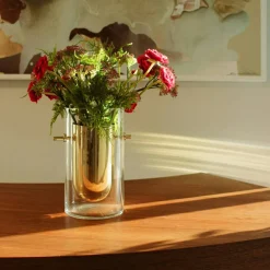 Alba Vas Munblåst Glas / Mässing, Cylinder