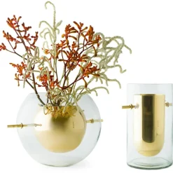Alba Vas Munblåst Glas / Mässing, Cylinder