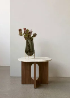 Androgyne Sidobord Ø50 cm, Kunis Breccia Sten / Mörkbetsad Ek
