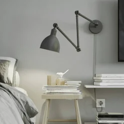 Bazar Vägglampa Lång Arm, Grå