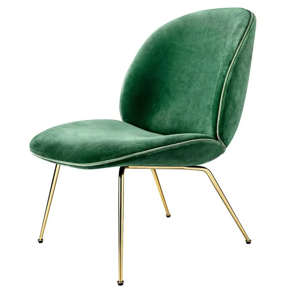 Beetle Loungestol, Conic Base Mässing, Velluto Cotone 234