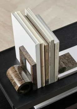 Booknd Bokstöd 2-pack, Brun Marmor
