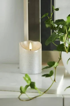 Flamme Rustic LED Blockljus Silver, 12 cm