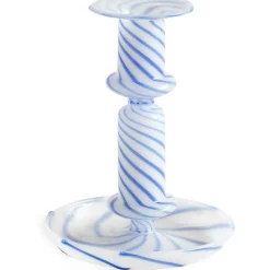 Flare Stripe Milk Ljusstake 14 cm Blå