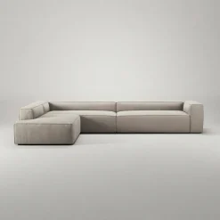 Grand Hörnsoffa 5-Sits öppet avslut Vänster Minetyg, Sandshell Beige