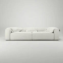 Grand 4-Sitssoffa Bouclétyg, Steam White