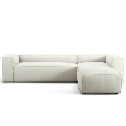 Grand 4-Sitssoffa Divan Höger öppet avslut Bouclétyg, Steam White