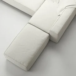 Grand 4-Sitssoffa Divan Höger öppet avslut Bouclétyg, Steam White