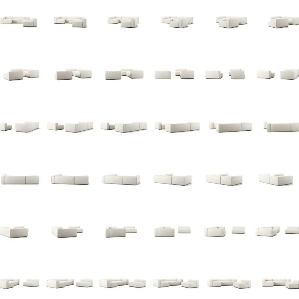Grand 4-Sitssoffa Divan Vänster Med Fåtölj Bouclétyg, Steam White