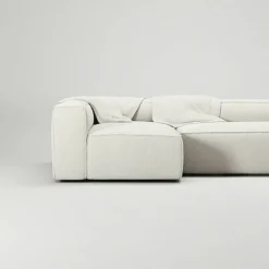 Grand 4-Sitssoffa Divan Vänster Med Fåtölj Bouclétyg, Steam White