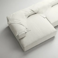 Grand 5-Sitssoffa öppet avslut Höger Bouclétyg, Steam White