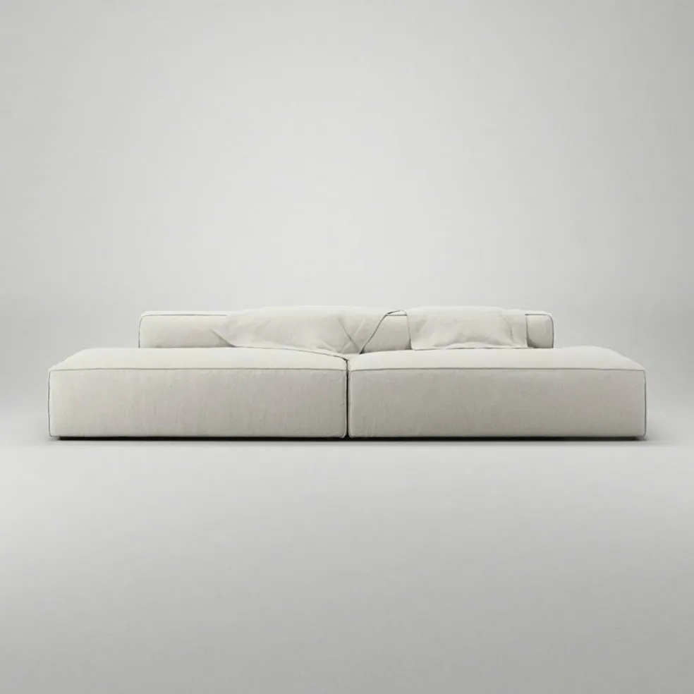 Grand 4-Sitssoffa öppna avslut Minetyg, Moon White