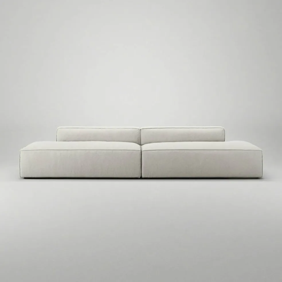 Grand 4-Sitssoffa öppna avslut Minetyg, Moon White