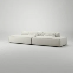Grand 4-Sitssoffa öppna avslut Minetyg, Moon White