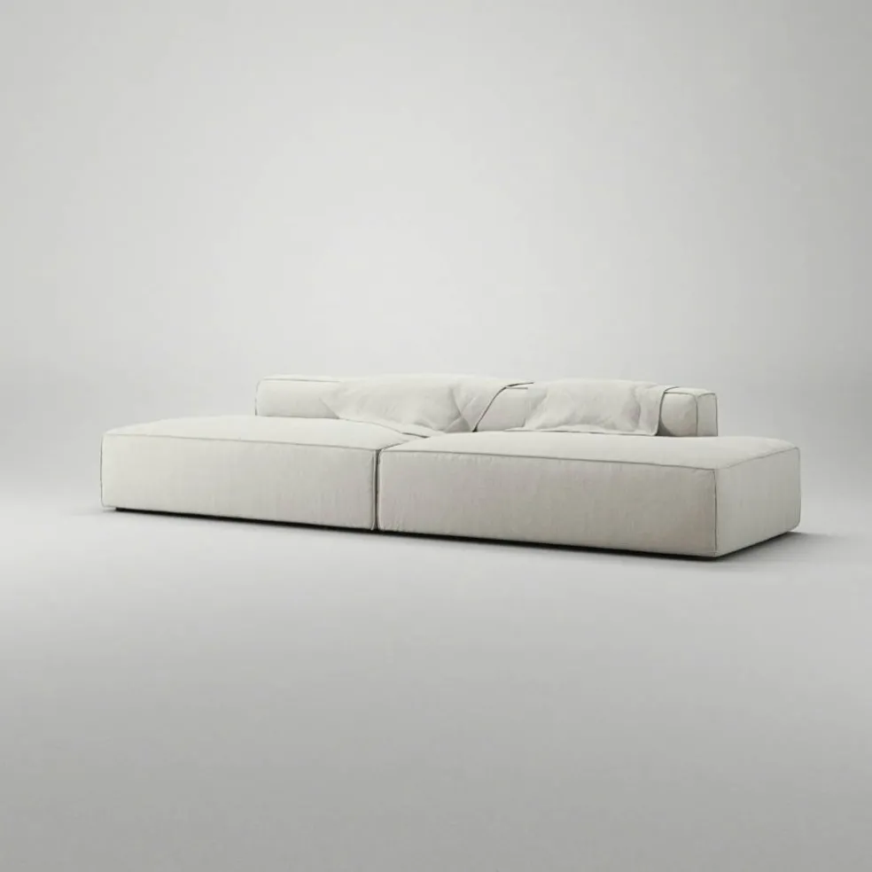 Grand 4-Sitssoffa öppna avslut Minetyg, Moon White