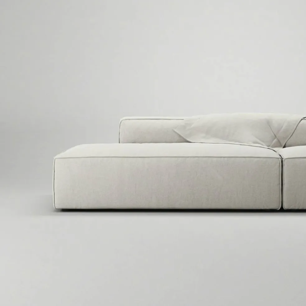 Grand 4-Sitssoffa öppna avslut Minetyg, Moon White
