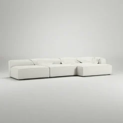 Grand 5-Sitssoffa schäslong Höger Bouclétyg, Steam White