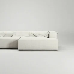 Grand 5-Sitssoffa schäslong Höger Bouclétyg, Steam White