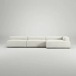 Grand 5-Sitssoffa schäslong Höger Bouclétyg, Steam White