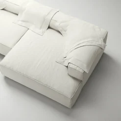 Grand 5-Sitssoffa schäslong Höger Bouclétyg, Steam White