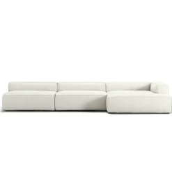 Grand 5-Sitssoffa schäslong Höger Bouclétyg, Steam White