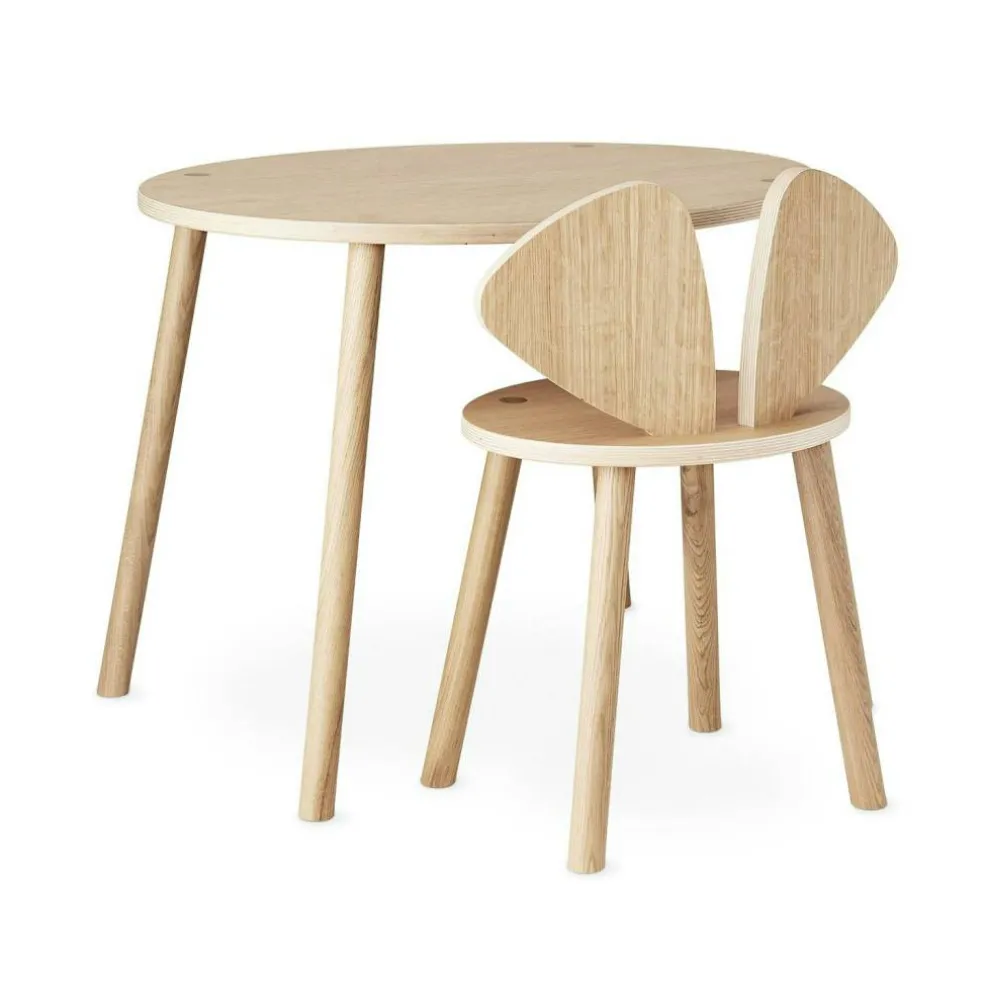 Mouse School Set Barnstol + Bord (6-10 år), Ek