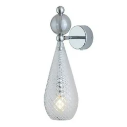 Smykke Vägglampa, Crystal Check / Smokey Grey Ball / Shiny Silver