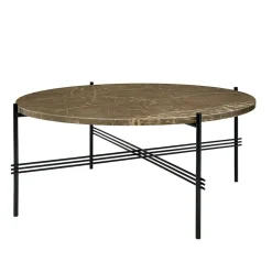 TS Soffbord 80 cm, Polerat Stål / Brun Emperadormarmor