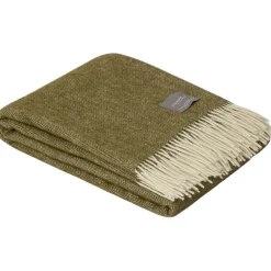 Wool Fishbone Filt 130x170 cm, Oliv/Off-white